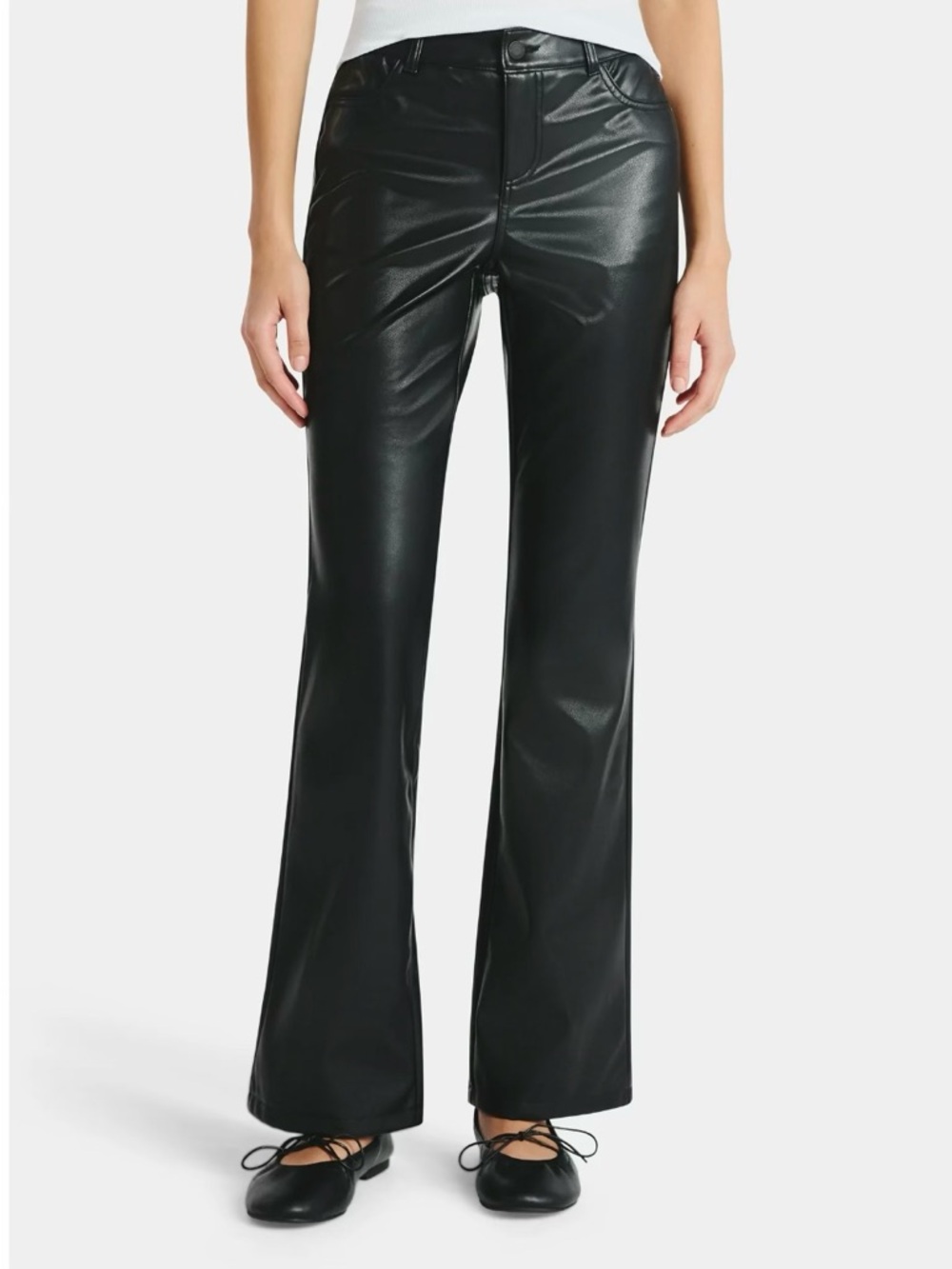 NWOT - Faux Leather Baby Bootcut Pants. - Picture 3 of 5